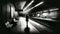 Solitary Figure in a Dimly Lit Subway Station Reflecting on the Platform