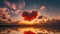 A Solitary Heart-Shaped Cloud Floating in a Gorgeous Red and Orange Sky, Evoking Love in the Natural Landscape