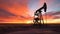 solitary oil wells sunset