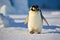 Solitary Penguin's March on a Crisp Antarctic Day - Embracing the Chill of the Wild. Generative AI