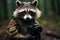 Solitary raccoon photographer, preserving blurred memories of serene seclusion