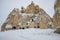 Solitary rock with ancient dwellings. Cappadocia