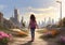 Solitary Wanderer: Young Girl in Dystopian Suburbia