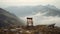 Solitude Amidst Serenity: A Lonely Wooden Chair on an Alpine Mountain Peak