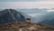 Solitude in the Heights: A Wooden Chair on an Alpine Mountain Peak