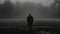 Solitude in Nature One Person Standing in Spooky Landscape generated by AI
