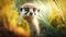 Solitude in the Savannah: A Majestic Portrait of a Cute Meerkat in the Tall Grass. Generative AI
