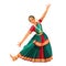 Solo dance performed by girl with hindi accessories. Bharatanatyam woman