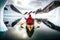 solo journey through icy lake on canoe winter kayaking in antarctica