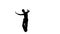 Solo man is dancing elements of ballroom dancing. Silhouette, studio