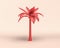 Solo palm tree 3D Icon, monochrome flat red color on light background, 3d Rendering