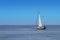 Solo Sailboat On Ocean