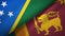 Solomon Island and Sri Lanka two flags textile cloth, fabric texture