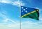 Solomon Islands flag waving with sky on background realistic 3d illustration