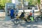 Solothurn, SO / Switzerland - 2 June 2019: biccle tourists stop and enjoy the books at one of the free open libraries in the city