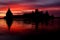 Solovki Island, Russia.Fantastical Beautiful Sunset Above The Holy Lake with Silhouette Of The Solovetsky Monastery