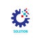 Solution concept logo design. Gear cogwheel  icon. Vector illustration. SEO sign.