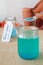 Solution of copper sulphate in glass jar