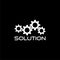 Solution gears icon isolated on black background