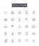 Solution line icons collection. Adventurous, Nomadic, Explorer, Roaming, Wandering, Curious, Bold vector and linear