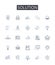 Solution line icons collection. Answer, Fix, Resolve, Cure, Remedy, Key, Way out vector and linear illustration