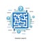 Solution search, labyrinth flat design vector concept