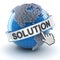 IT solution symbol with digital globe, 3d render