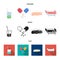 Solution, tablet, acupuncture, hospital gurney.Medicine set collection icons in cartoon,black,flat style vector symbol