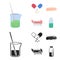 Solution, tablet, acupuncture, hospital gurney.Medicine set collection icons in cartoon,black style vector symbol stock