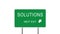 Solutions Next Exit Green Road Sign With Direction Arrow Isolated On White Background. Business Concept 3D Render