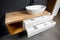 Solutions for placing things in bathroom horizontal sliding pull out drawer shelves storage in a cupboard under