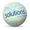 SOLUTIONS tag cloud mapped onto a sphere