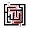 Solved maze, red arrow, 2d