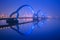 Solvesborgsbron pedestrian bridge at dusk in Sweden