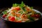 Som Tam Thai green papaya salad. Traditional Thai dishes