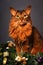 Somali cat ruddy color Christmas portrait