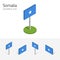 Somali flag, vector set of 3D isometric icons