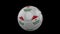 Somaliland flag on flying soccer ball on transparent background, alpha channel