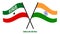 Somaliland and India Flags Crossed And Waving Flat Style. Official Proportion. Correct Colors