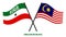 Somaliland and Malaysia Flags Crossed And Waving Flat Style. Official Proportion. Correct Colors