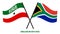 Somaliland and South Africa Flags Crossed And Waving Flat Style. Official Proportion. Correct Colors