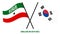 Somaliland and South Korea Flags Crossed And Waving Flat Style. Official Proportion. Correct Colors