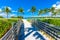 Sombrero Beach with palm trees on the Florida Keys, Marathon, Florida, USA. Tropical and paradise destination for vacation