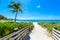 Sombrero Beach with palm trees on the Florida Keys, Marathon, Florida, USA. Tropical and paradise destination for vacation