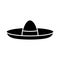 Sombrero cutout silhouette icon. Outline logo of traditional mexican hat. Black simple illustration of broad-brimmed felt or straw