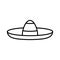 Sombrero icon. Linear logo of traditional mexican hat. Black simple illustration of broad-brimmed felt or straw accessory for head