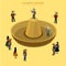 Sombrero Mexican style headwear singer flat isometric vector 3d