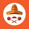 Sombrero Mustache Mexican Traditional Hat Maraca