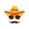 Sombrero with sunglasses and moustache