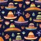 Sombrero vector seamless pattern.